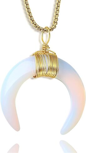 MAIBAOTA الهلال القمر قلادة للنساء القمر قلادة مجوهرات الروحية الساحرة الأحجار الكريمة قلادة الكريستال حجر القلائد in Kuwait