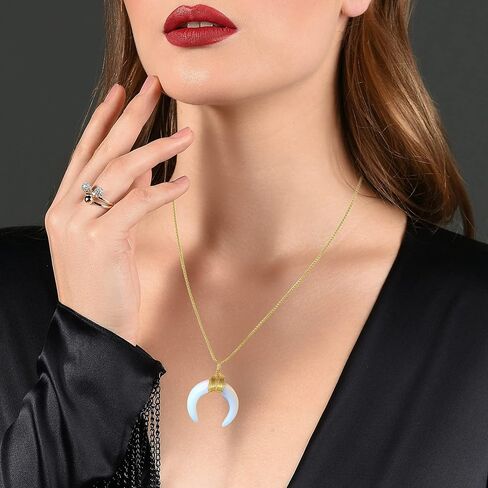 MAIBAOTA الهلال القمر قلادة للنساء القمر قلادة مجوهرات الروحية الساحرة الأحجار الكريمة قلادة الكريستال حجر القلائد in Kuwait