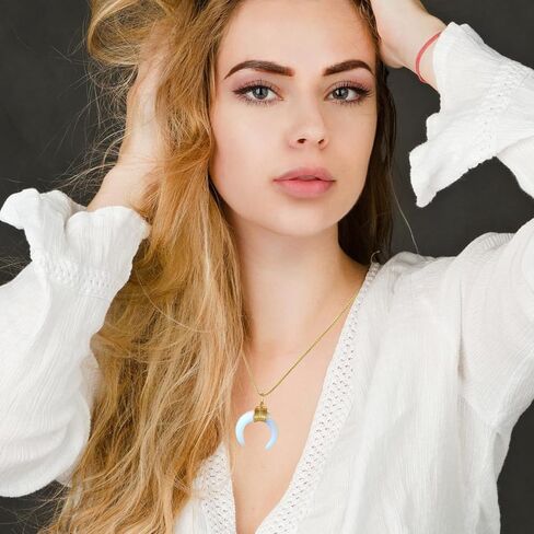 MAIBAOTA الهلال القمر قلادة للنساء القمر قلادة مجوهرات الروحية الساحرة الأحجار الكريمة قلادة الكريستال حجر القلائد in Kuwait