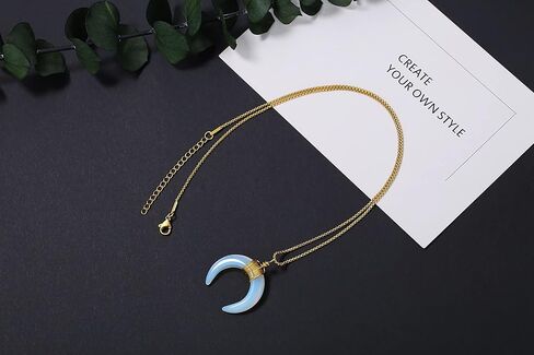 MAIBAOTA الهلال القمر قلادة للنساء القمر قلادة مجوهرات الروحية الساحرة الأحجار الكريمة قلادة الكريستال حجر القلائد in Kuwait