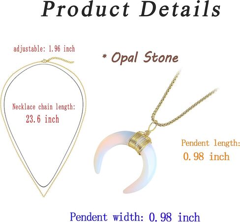 MAIBAOTA الهلال القمر قلادة للنساء القمر قلادة مجوهرات الروحية الساحرة الأحجار الكريمة قلادة الكريستال حجر القلائد in Kuwait