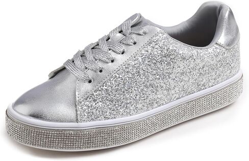 FEVERSOLE Women's Fashion Sparkle Platform Rhinestone Party Holiday Wedding Sneakers in Saudi Arabia