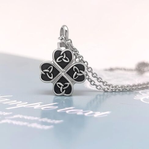 LuxglitterLin Four Leaf Clover Lotus Cremation Urn Necklace for Ashes Flower Ashe Holder Memorial Keepsake Jewelry Gift in Saudi Arabia