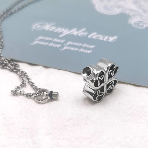 LuxglitterLin Four Leaf Clover Lotus Cremation Urn Necklace for Ashes Flower Ashe Holder Memorial Keepsake Jewelry Gift in Saudi Arabia
