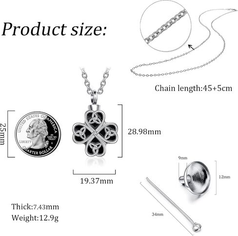 LuxglitterLin Four Leaf Clover Lotus Cremation Urn Necklace for Ashes Flower Ashe Holder Memorial Keepsake Jewelry Gift in Saudi Arabia