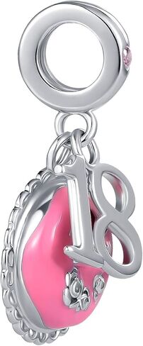 Pink Birthday Cake Charm Pink Enamel Jewelry Happy Bday Dangle 16 18 21 Bead Charms for Charm Bracelet Necklace for Women Girls in Saudi Arabia