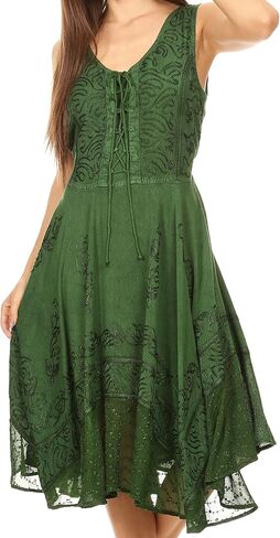 Sakkas Magdilena Stonewashed Corset Front Embroidered Dress in Saudi Arabia