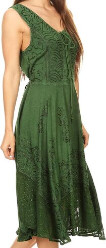Sakkas Magdilena Stonewashed Corset Front Embroidered Dress in Saudi Arabia