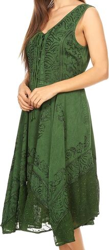 Sakkas Magdilena Stonewashed Corset Front Embroidered Dress in Saudi Arabia