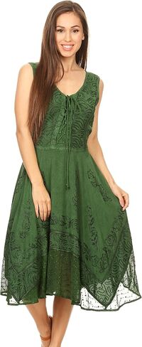 Sakkas Magdilena Stonewashed Corset Front Embroidered Dress in Saudi Arabia