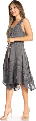 Sakkas Magdilena Stonewashed Corset Front Embroidered Dress in Saudi Arabia