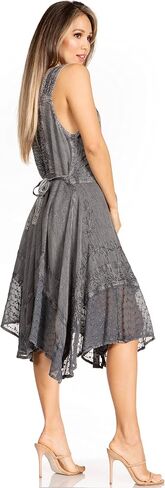 Sakkas Magdilena Stonewashed Corset Front Embroidered Dress in Saudi Arabia