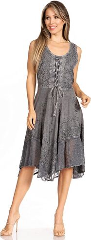 Sakkas Magdilena Stonewashed Corset Front Embroidered Dress in Saudi Arabia