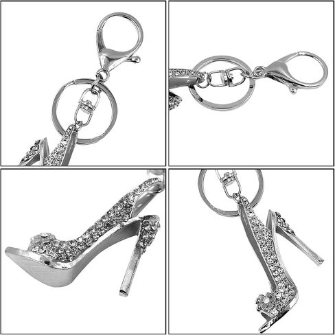 AIBEARTY Women Girls Crystal Rhinestone High Heel Shoes Keychain Keyring Fashion Car Bag Purse Charming Decoration Gifts in Kuwait