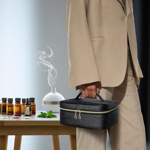 CURMIO Essential Oil Storage Fits 24 Bottles (5ml-30ml), Portable Essential Oils Carrying Case for Home and Travel, Black (Bag Only) in Saudi Arabia
