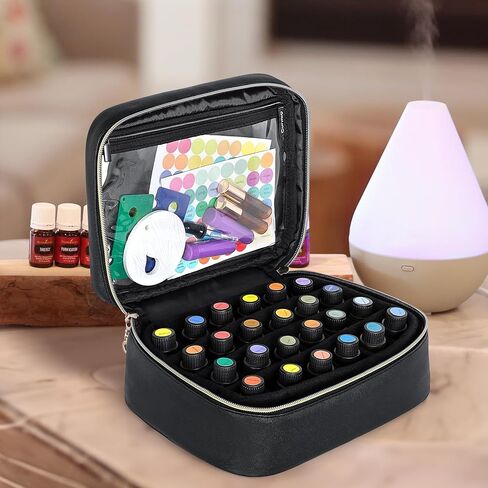 CURMIO Essential Oil Storage Fits 24 Bottles (5ml-30ml), Portable Essential Oils Carrying Case for Home and Travel, Black (Bag Only) in Saudi Arabia