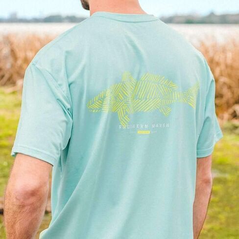 Southern Marsh FieldTec Heathered Performance Tee - Redfish in Saudi Arabia