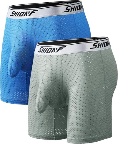 SHIONF Men's Ice Silk Breathable Underwear for Men Mesh Athletic Sports Boxer Brief 2-Pack in Saudi Arabia