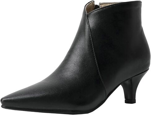 COOLLULU Women Kitten Heel Ankle Boots Point Toe Short Bootie Cut Out Dressy Boots 2 Inch in Kuwait