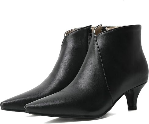 COOLLULU Women Kitten Heel Ankle Boots Point Toe Short Bootie Cut Out Dressy Boots 2 Inch in Kuwait