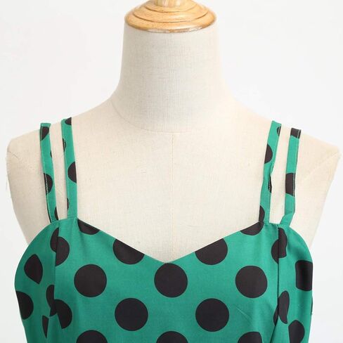فستان نسائي عتيق من الخمسينيات من القرن العشرين من Rockabilly Audrey فستان بولكا دوت بدون أكمام وحفلات الكوكتيل المسائية مع حزام in Kuwait