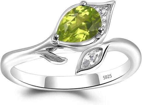 S925 Sterling Silver Pear Shaped Gemstone Ring Leaf Engagement Ring for Women in Kuwait