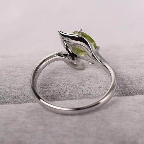 S925 Sterling Silver Pear Shaped Gemstone Ring Leaf Engagement Ring for Women in Kuwait