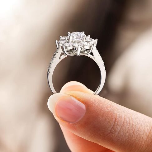 المطلق 2 قيراط مويسانيتي خواتم للنساء خواتم الخطبة جولة قطع حلقات سوليتير 925 خواتم الفضة الاسترليني عباد الشمس قطع الدائري مع شهادة مويسانيتي قطع البيضاوي خواتم للنساء in Kuwait