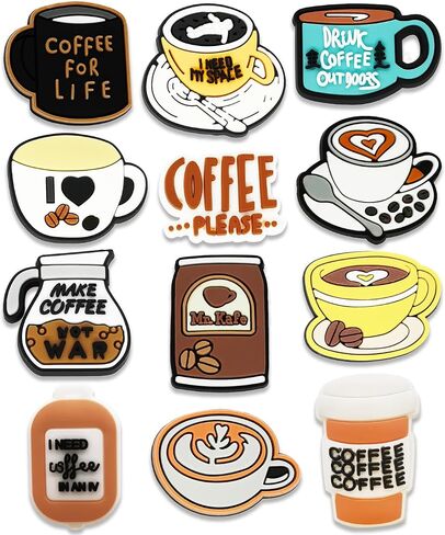 12PCS Jesus Valentine's Food Candy Concha Coffee Boba Tea Shoe charms for Croc Bubble Slides Sandals Clog, Cute Shoes Decorations for Girls Boys Women Kids in Saudi Arabia