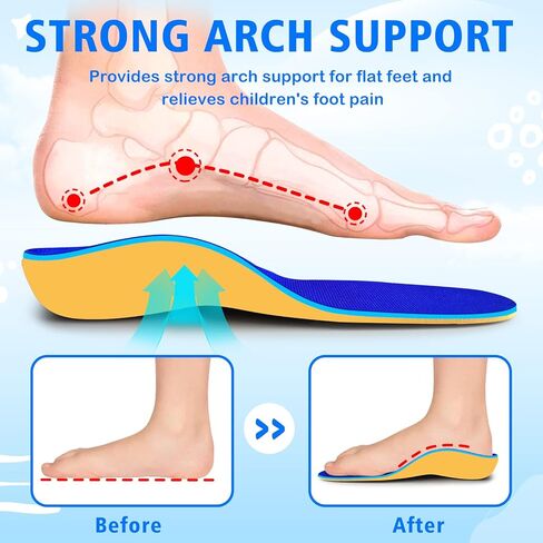 Kids Flat Feet Arch Support Insoles - Child Orthotic Insoles for Flat Feet Children Plantar Fasciitis Insoles -Shoe Inserts for Heel Pain Relief in Saudi Arabia
