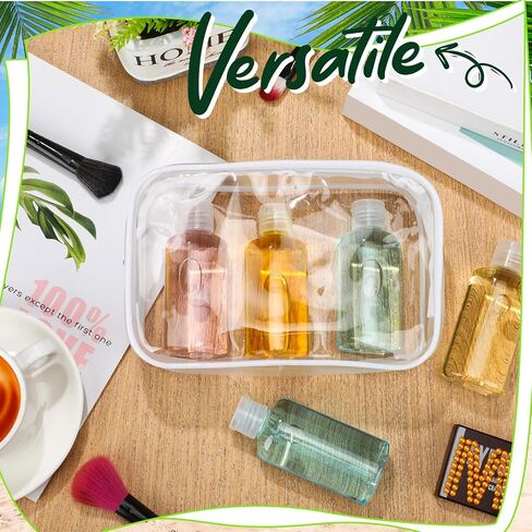 10 Pcs 3.4 Oz/100ml Travel Bottles for Toiletries Travel Size Container with Flip Cap and 2 Pcs Empty Zipper Pouches Clear Leak Proof Plastic Toiletries Bottles for Travel Shampoo Conditioner in Saudi Arabia