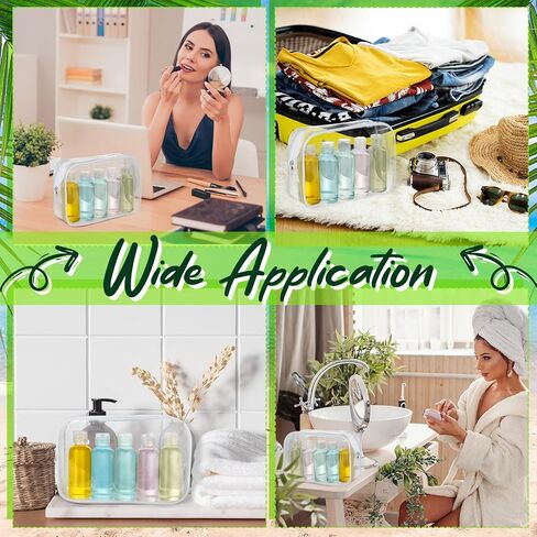10 Pcs 3.4 Oz/100ml Travel Bottles for Toiletries Travel Size Container with Flip Cap and 2 Pcs Empty Zipper Pouches Clear Leak Proof Plastic Toiletries Bottles for Travel Shampoo Conditioner in Saudi Arabia