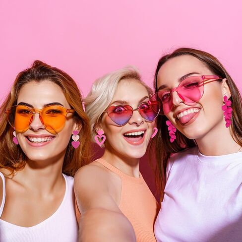 LOFITOR 4 قطع الأقراط الوردية الساخنة للنساء أقراط القلب الوردي الفاتح العصرية الوردي بيان الأقراط أرجواني قطرة تتدلى الأقراط الاكريليك الزهور البتلة الأقراط خفيفة الوزن الوردي الساخن عاشق الأقراط مجموعة in Kuwait