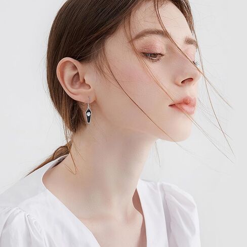 NIFUNAO Coffin Earrings Sterling Silver Skull Head Dangle Earrings Halloween Gothic Earrings Spooky Earrings Halloween Jewelry for Women Girls in Kuwait