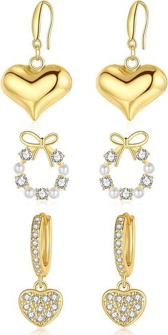 3 أزواج من الفضة الاسترليني أقراط متدلية مجموعة للنساء هيبوالرجينيك 925 شريط فضي القوس اللؤلؤ تشيكوسلوفاكيا أقراط هوجي الأطواق القلب تتدلى الأقراط الهدايا العصرية in Kuwait