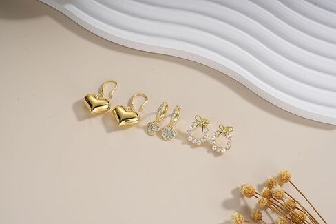 3 أزواج من الفضة الاسترليني أقراط متدلية مجموعة للنساء هيبوالرجينيك 925 شريط فضي القوس اللؤلؤ تشيكوسلوفاكيا أقراط هوجي الأطواق القلب تتدلى الأقراط الهدايا العصرية in Kuwait