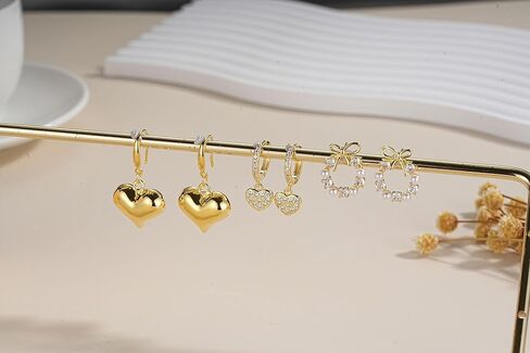 3 أزواج من الفضة الاسترليني أقراط متدلية مجموعة للنساء هيبوالرجينيك 925 شريط فضي القوس اللؤلؤ تشيكوسلوفاكيا أقراط هوجي الأطواق القلب تتدلى الأقراط الهدايا العصرية in Kuwait