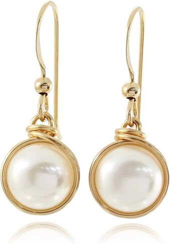 أقراط مرصعة بالذهب عيار 14 قيراط ملفوفة يدويًا مقاس 8 مم أو 10 مم مجوهرات الزفاف وهدايا وصيفات العروس in Kuwait