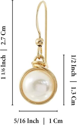 أقراط مرصعة بالذهب عيار 14 قيراط ملفوفة يدويًا مقاس 8 مم أو 10 مم مجوهرات الزفاف وهدايا وصيفات العروس in Kuwait