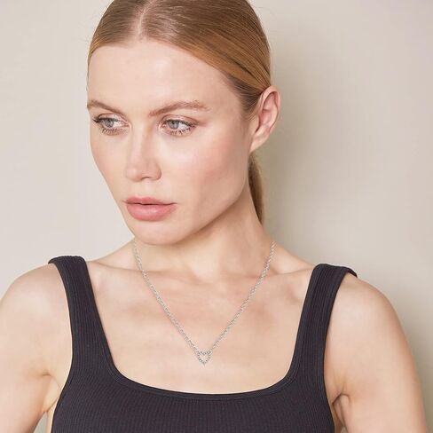 La4ve Diamonds 1/4 Carat Prong Set Round-cut Natural Diamond Heart & Cross Shape Pendant 18 inch Cable Chain Necklace (I-J, I2-I3) in Sterling Silver | Fine Jewelry for Women Girls | Gift Box Included in Kuwait