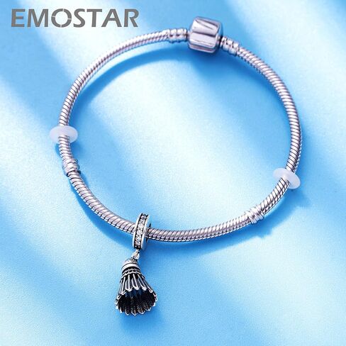 حذاء EMOSTAR المتلألئ بكعب عالٍ مع قلادة على شكل فيونكة، قلب مع ملاحظات موسيقية متدلية على شكل جيتار، خرز رياضي لمضرب تنس الريشة من الفضة الإسترلينية 925، يناسب محبي الموسيقى/سوار DIY أوروبي in Kuwait