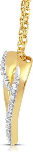 Jewelili 10k Yellow Gold Heart Pendant Necklace with Natural White Round Diamonds, 1/10 cttw, 18" Gold Filed Rope Chain in Saudi Arabia