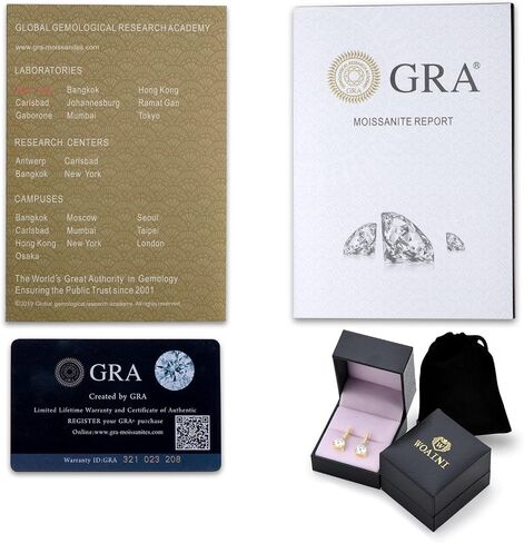 WOAINI Dangle Earrings for Women,D Color VVS1 Clarity Moissanite Solitaire Studs, 925 Sterling Silver Moissanite Diamond Small Earrings, GRA Certified in Saudi Arabia