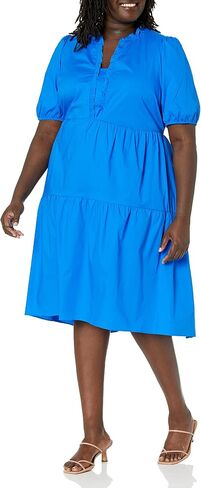 London Times Women's Short Sleeve Ruffle V-Neck Tiered Hi-Low Tent Dress in Saudi Arabia