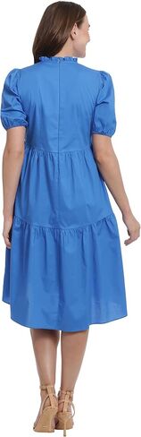 London Times Women's Short Sleeve Ruffle V-Neck Tiered Hi-Low Tent Dress in Saudi Arabia