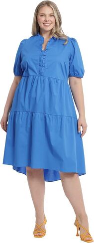 London Times Women's Short Sleeve Ruffle V-Neck Tiered Hi-Low Tent Dress in Saudi Arabia