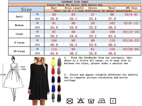 توبونسكي فستان كاجوال سادة بتصميم تي شيرت فضفاض للنساء in Kuwait