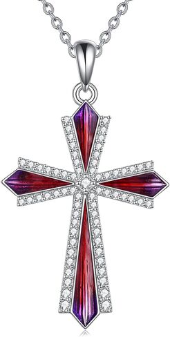 YAFEINI Cross Necklace 925 Sterling Silver Cubic Zirconia CZ Cross Crucifix Pendant Necklace Jewelry for Women Men Girls in Saudi Arabia
