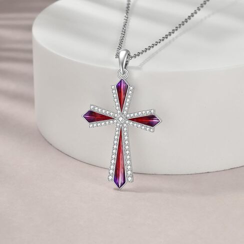 YAFEINI Cross Necklace 925 Sterling Silver Cubic Zirconia CZ Cross Crucifix Pendant Necklace Jewelry for Women Men Girls in Saudi Arabia