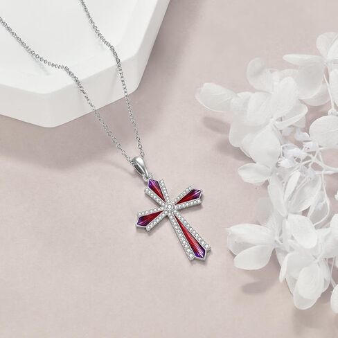 YAFEINI Cross Necklace 925 Sterling Silver Cubic Zirconia CZ Cross Crucifix Pendant Necklace Jewelry for Women Men Girls in Saudi Arabia